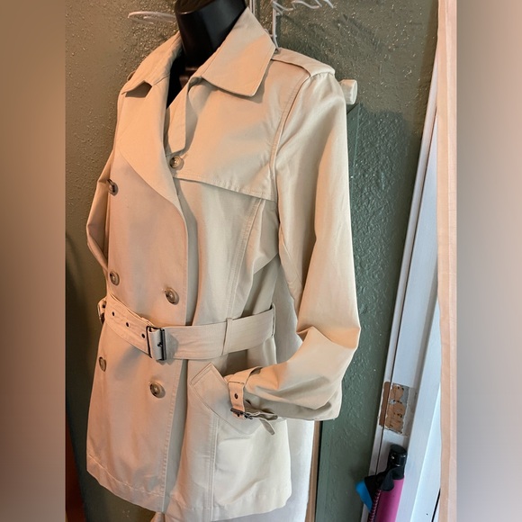Eddie Bauer Sz Small Double Breasted Belted Trench Coat - Picture 3 of 7